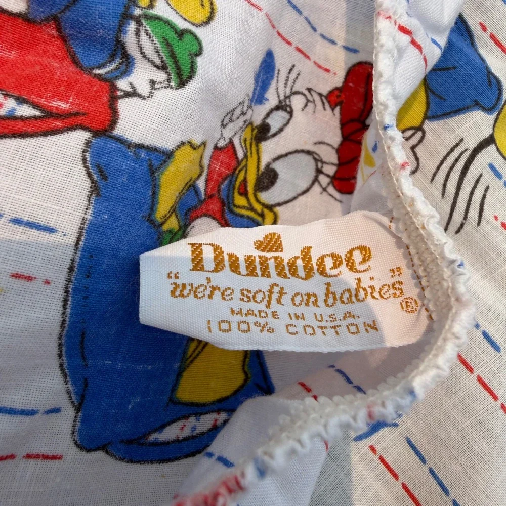 VTG  1984 Dundee Disney Baby Donald Daisy Duck Crib Sheet 100% Cotton USA Made